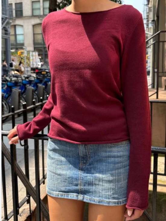Brandy Melville Dresses & Skirts - Red Long Sleeve Stella Knit Top By Brandy Melville